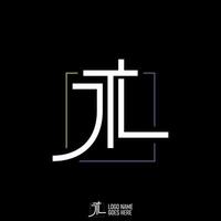Logo design graphic concept creative premium stock letter initial JTL japan font cut square connect line. Related monogram typography branding vector