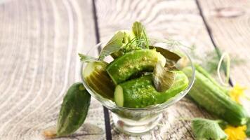 homemade food, lightly salted cucumbers with spices video