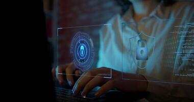 IT Woman Checking Security Problems On A Laptop Computer video