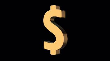 Rotating Golden 3D Symbol On Alpha Loop 3D Animation video