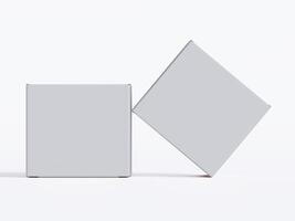 Realistic square White color Package Box on white background for mockup collection 3D render photo