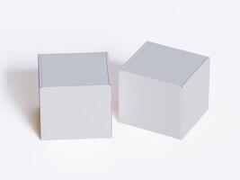 Realistic square White color Package Box on white background for mockup collection 3D render photo