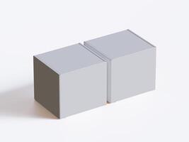 Realistic square White color Package Box on white background for mockup collection 3D render photo