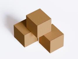 cardboard box on white background, Suitable for packaging mockup - 3D rendering illustration photo