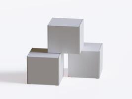 Realistic square White color Package Box on white background for mockup collection 3D render photo