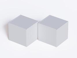 Realistic square White color Package Box on white background for mockup collection 3D render photo