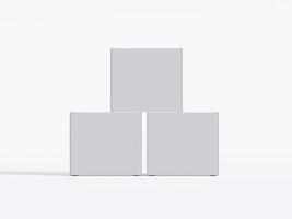 Realistic square White color Package Box on white background for mockup collection 3D render photo