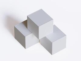 Realistic square White color Package Box on white background for mockup collection 3D render photo