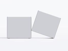 Realistic square White color Package Box on white background for mockup collection 3D render photo
