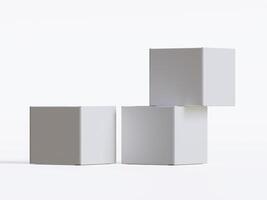 Realistic square White color Package Box on white background for mockup collection 3D render photo