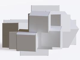 Realistic square White color Package Box on white background for mockup collection 3D render photo