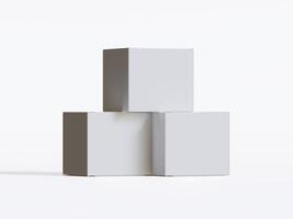 Realistic square White color Package Box on white background for mockup collection 3D render photo