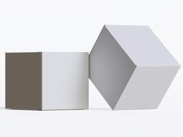 Realistic square White color Package Box on white background for mockup collection 3D render photo