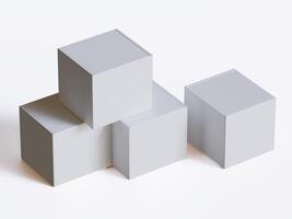 Realistic square White color Package Box on white background for mockup collection 3D render photo