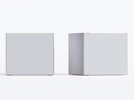 Realistic square White color Package Box on white background for mockup collection 3D render photo
