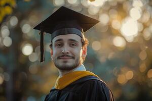 Man in Graduation Cap and Gown photo
