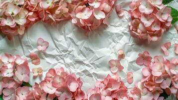 Pink Flowers Painting on White Wall photo