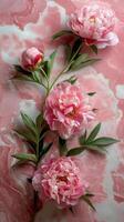 Pink Flowers on Marble Surface photo