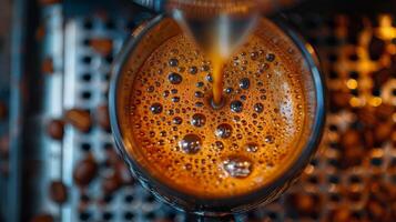 Close Up of Coffee Maker Brewing Coffee photo