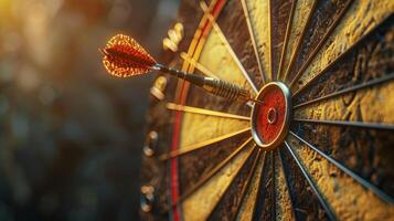 Perfect Bullseye Hit With Dart photo