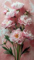Pink Flowers on Table photo