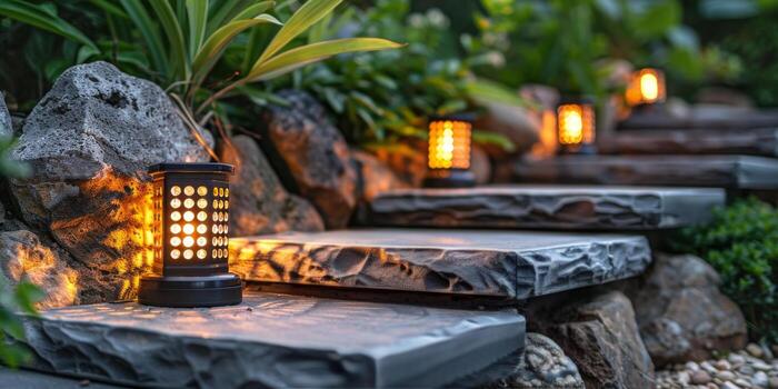 Illuminated Stone Steps photo