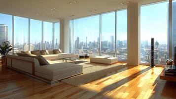 Room With Multiple Windows and Floor Pillows photo