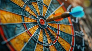 Perfect Bullseye Hit With Dart photo