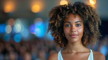 Smiling Woman With Curly Hair photo