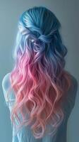 The Back of a Womans Head With Pastel Hair photo