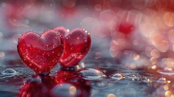 Two Red Hearts in Field photo