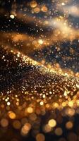 Blurry Gold Lights on Black Background photo