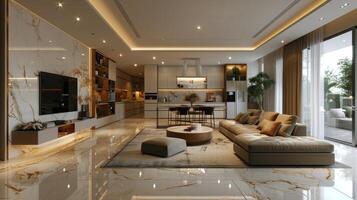 Well-Furnished Living Room With Plenty of Windows photo