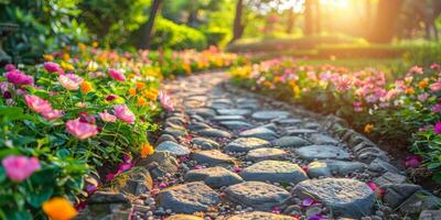 Blooming Garden Bursting With Colorful Flowers photo