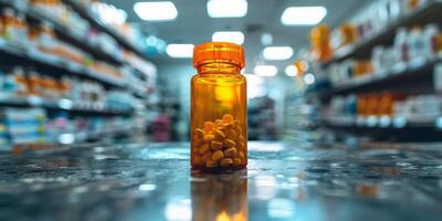 Yellow Pill Bottle on Counter photo