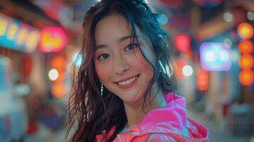Smiling Woman in Pink Jacket photo