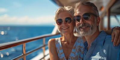 Man and Woman Taking Selfie on Cruise Ship photo