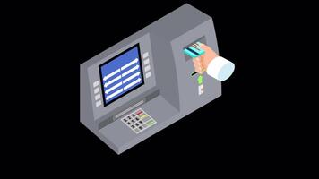 ATM Usage Animation On Alpha Channel 2D Animation video