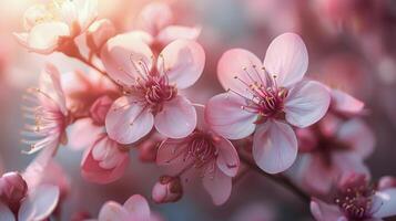 Pink Flowers on Branch photo