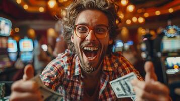 Bearded Man Counting Money photo