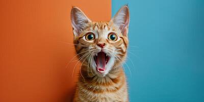 Close Up of a Cat With Its Mouth Open photo