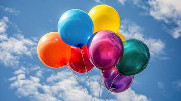 A Bunch of Colorful Balloons Floating in the Air photo