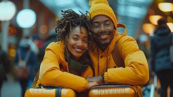 Smiling Man and Woman for Camera photo