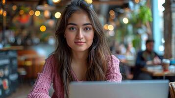 Woman Working on Laptop photo