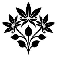 Floral ornament black color silhouette, white background vector