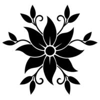 Floral ornament black color silhouette, white background vector