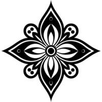 Floral ornament black color silhouette, white background vector