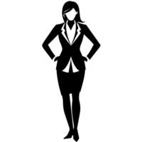 a business woman standing pose black color illustration vector