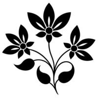 Floral ornament black color silhouette, white background vector