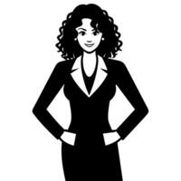 a business woman standing pose black color illustration vector